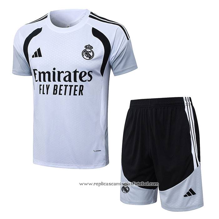 Fato de Treino Real Madrid 2025-2026 Manga Curta Branco - Calcas Curta